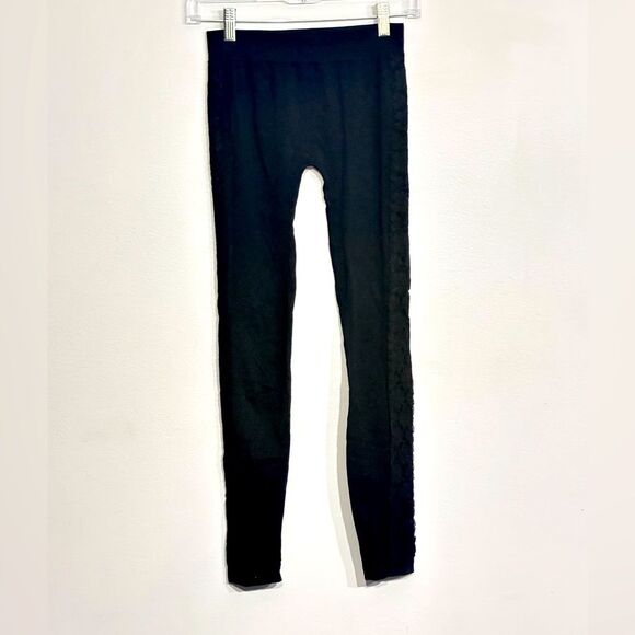 Say what? | Women’s Lace Side Accents Black Leggings Size - Picture 2 of 11